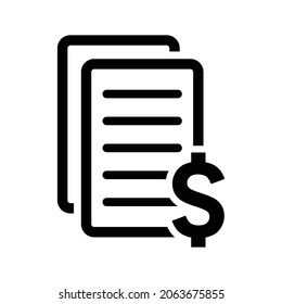 Purchase order, prices icon. Black vector graphics.
