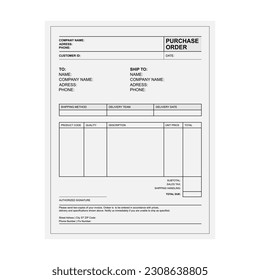 Purchase order template vector 10 eps.