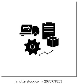 Purchase orders glyph icon. Automate purchase order, approval process. Business automation concept.Filled flat sign. Isolated silhouette vector illustration