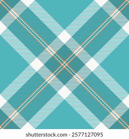 Purchase plaid seamless check, faded textile texture pattern. Wide fabric background tartan vector in cyan and white colors palette.