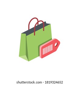 Purchase price bar code. Vector 3d isometric, color web icons set, new flat style. Creative illustration, idea for infographics.
