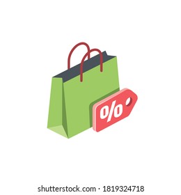 Purchase price tag. Vector 3d isometric, color web icons set, new flat style. Creative illustration, idea for infographics.
