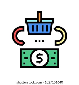 vector de icono de color de productos de compra. firma de productos de compra. ilustración de símbolo aislado