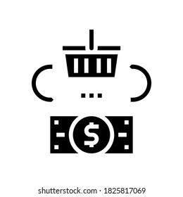purchase products glyph icon vector. purchase products sign. isolated contour symbol black illustration