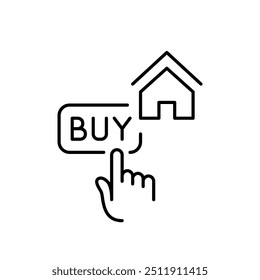 Purchase property online. Buy house with one click. Pixel perfect vector icon