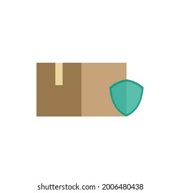 Purchase protection vector. Insured package shipments. Marketing and business concept. Flat illustration on white background.