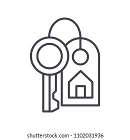 Purchase of real estate black icon concept. Purchase of real estate flat  vector symbol, sign, illustration.