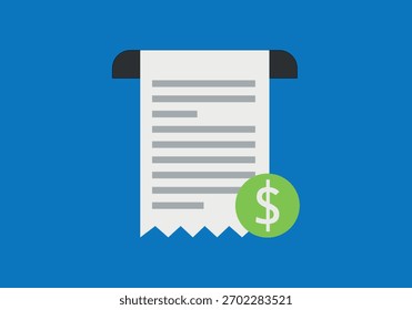 Ícone de recibo de compra ou fatura simples com símbolo de dólar
