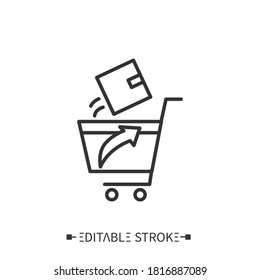  Purchase return line icon. Exchange. Transportation, storage and logistics service. Inventory tracking and control concept. Isolated vector illustration. Editable stroke