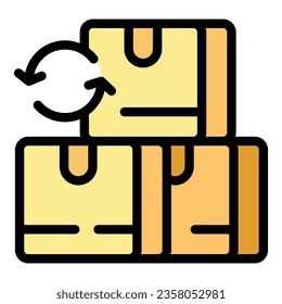 Purchase returns box icon outline vector. Service delivery. Store refund color flat