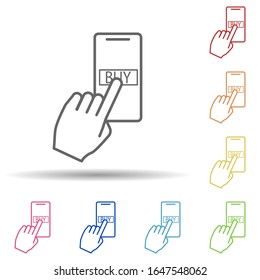 Purchase from a smart phone in multi color style icon. Simple thin line, outline vector of mobile banking icons for ui and ux, website or mobile application