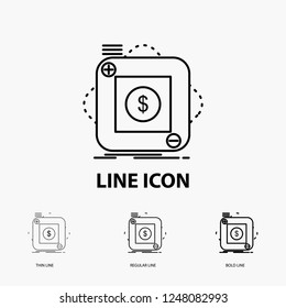 purchase, store, app, application, mobile Icon in Thin, Regular and Bold Line Style. Vector illustration