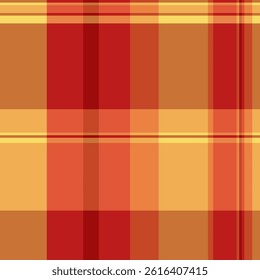 Purchase textile fabric texture, choose tartan vector background. Volume pattern plaid seamless check in red and orange colors palette.