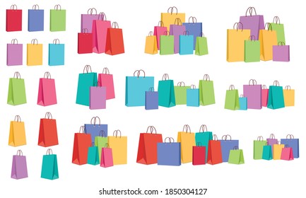 Angekaufte Pakete für ein Online-Shop-Design auf weißem Hintergrund