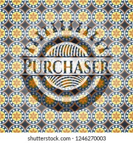 Purchaser arabic style badge. Arabesque decoration.