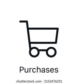 Purchases icon isolated on white background. Shopping cart symbol modern, simple, vector, icon for website design, mobile app, ui. Vector Illustration