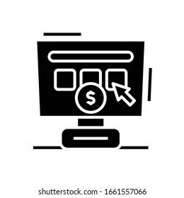 Purchasing black icon, concept illustration, vector flat symbol, glyph sign.