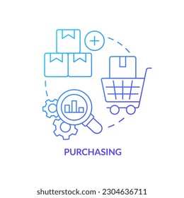 Purchasing blue gradient concept icon. Products and materials. Element of supply chain management abstract idea thin line illustration. Isolated outline drawing. Myriad Pro-Bold font used