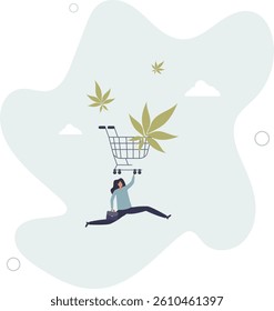 Purchasing cannabis CBD or buying marijuana for medical concept.flat character life .