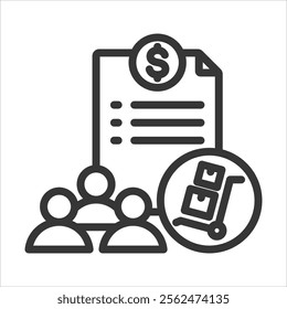 Purchasing Department Outline Icon Vector Illustration