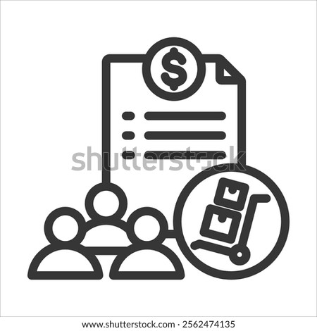 Purchasing Department Outline Icon Vector Illustration