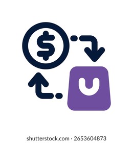 Kauf duotone Symbol. Schlankes und modernes Vektorsymbol für Websites, mobile Apps, Marketingmaterialien und Unternehmensdesign. Voll skalierbar und sofort einsatzbereit.