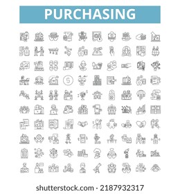 Purchasing icons, line symbols, web signs, vector set, isolated illustration