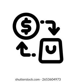 ícone da linha de compra. Ícone de vetor limpo e minimalista para sites, aplicativos móveis, apresentações e logotipos. Totalmente dimensionável e personalizável para qualquer projeto.