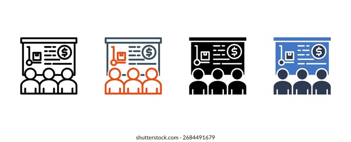 Purchasing multiple icon style vector illustration