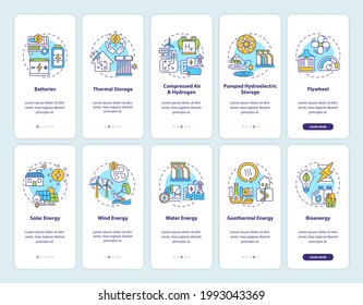 Comprar el sistema de energía solar a bordo de la pantalla de la aplicación móvil con los conceptos definidos. Solarizar programas a través de 5 pasos de instrucciones gráficas. plantilla de vector de interfaz de usuario con ilustraciones de color RGB