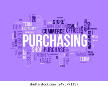 Purchasing wordcloud template. Business concept vector background.
