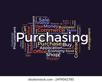 Purchasing wordcloud template. Business concept vector background.