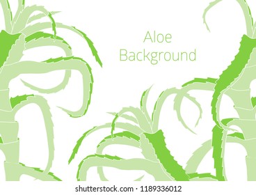 Pure background with green Aloe Vera with twisting leaves in flat design. Two big aloe branches on white background. Use for banner, poster, greeting card, flyer, ad etc. Vector illustration