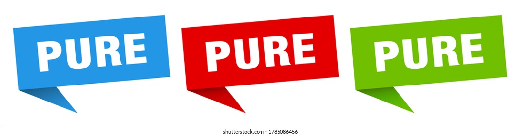 pure banner. pure speech bubble label set