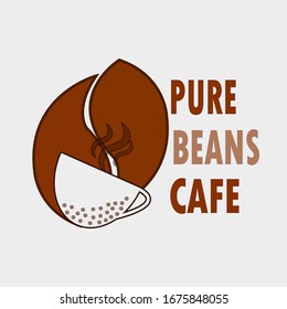 The Pure Beans coffee cafe logo Template