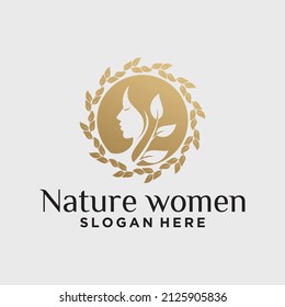Pure beauty logo design with leaf art pure beauty logo natural concept