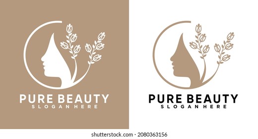 Pure Beauty Logo Design With Line Art And Creative Concept