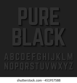 Pure Black Alphabet Letters With Shadow