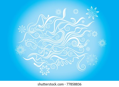 Pure blue organic and flower texture design

