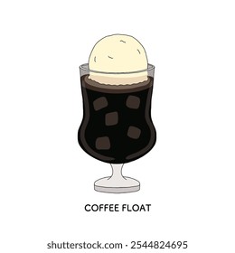 Ilustração desenhada à mão de float de café puro