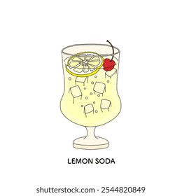 Pure cafe lemon squash hand-drawn illustration