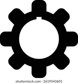 Pure classic black gear icon. Symbol of  technology, Mechanical engineering and mechanics. Versatile for websites, apps, and technical illustrations. Clean and easily recognizable vector graphic.