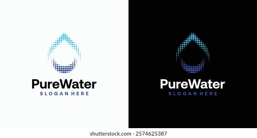 Pure clean water dots vector logo design with modern and simple abstract halftone style.