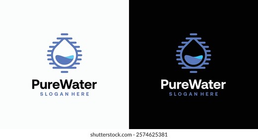 Pure clean water logo design with modern and simple abstract lines.