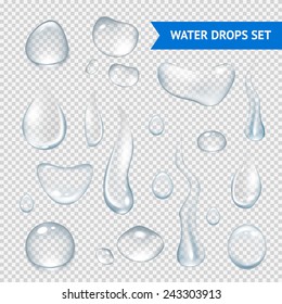 Pure clear water drops realistic set isolated vector illustration - Shutterstock ID 243303913