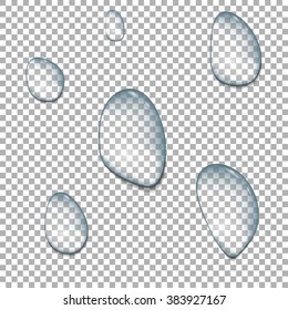 Pure clear water drops realistic set