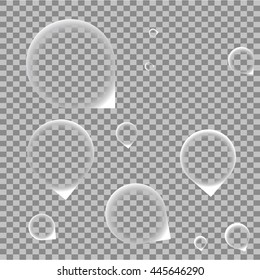 Pure clear water drops realistic set
