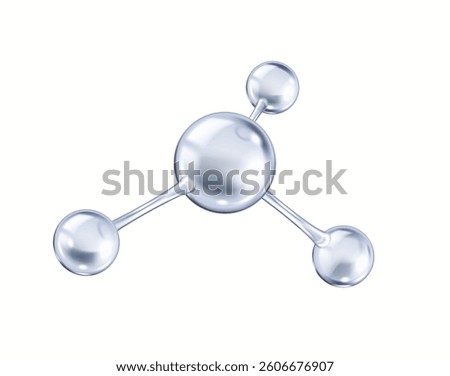 Pure collagen molecule structure from spheres realistic vector illustration. Connected atoms create chemical bonds 3d object on white background