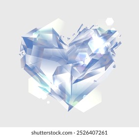Modelo de símbolo de vetor de coração de cristal puro