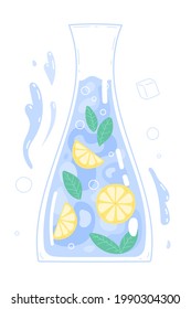Pure drinking water with lemon in glass carafe
